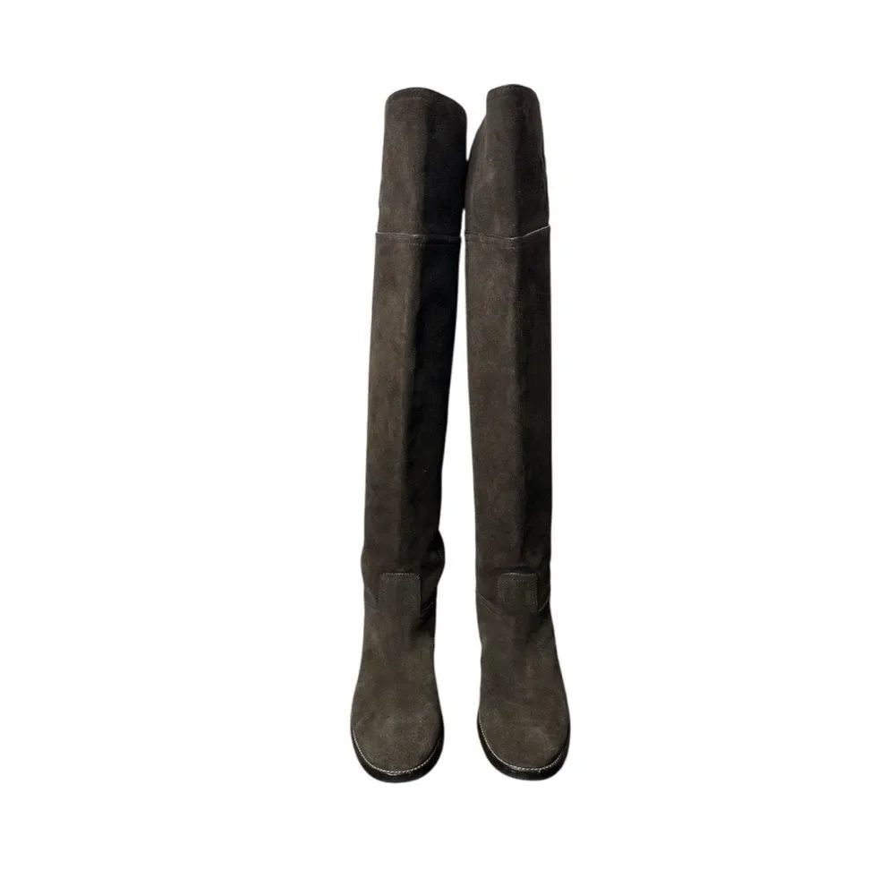 Tory Burch Simone Brown Suede Leather Over the Knee Boots Size 9 Old Money Prep
